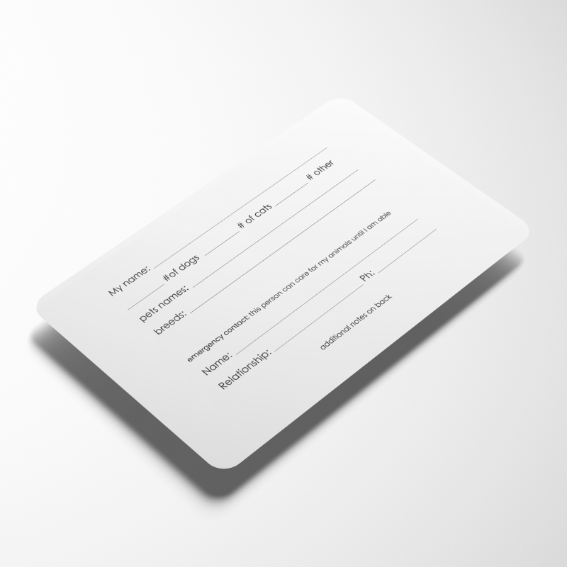 Emergency Pet Card & Key Tag (Pack of 10)